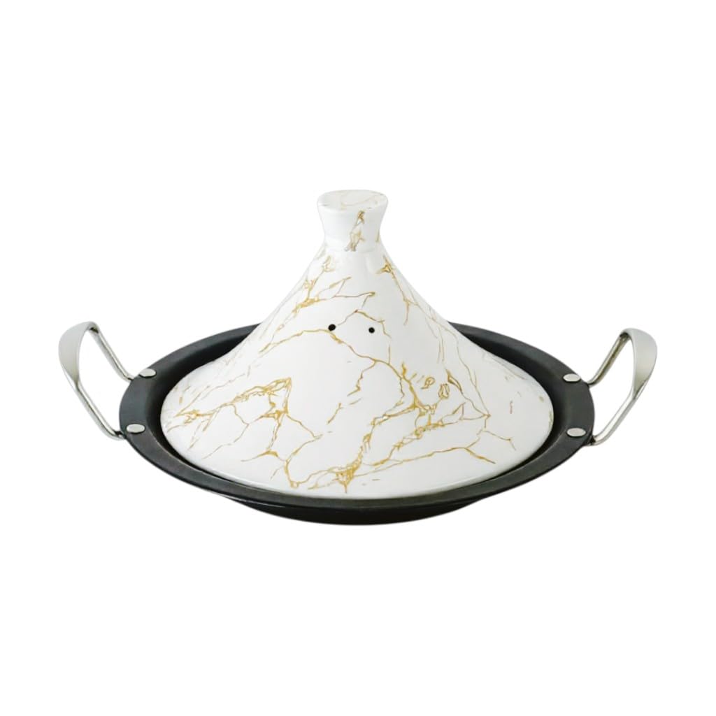 Royal Swiss Tajine 34 cm – Edelstahl mit Keramikdeckel & Dampfventil, Induktion & Alle Herdarten, En