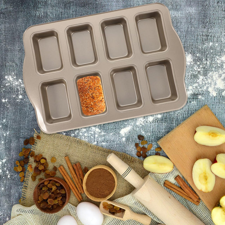 Mini Kastenform für 8 Kuchen Kohlenstoffstahl Kuchenform Antihaftbeschichtet Backform Brotbackzubehö