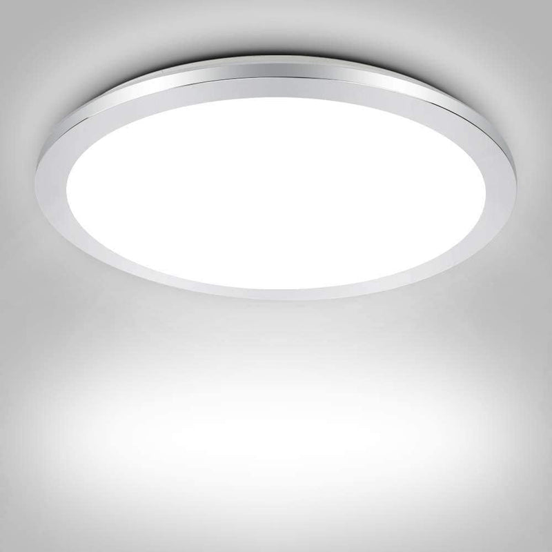 PADMA 18W LED Deckenlampe Badezimmer Wasserdicht IP44 Modern Silber Ultradünn Deckenleuchte Bad 6000