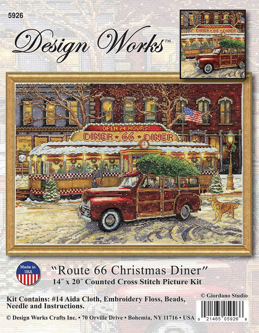 Design Works Crafts Route 66 Kreuzstich-Set, Weihnachtsdekoration, Rot