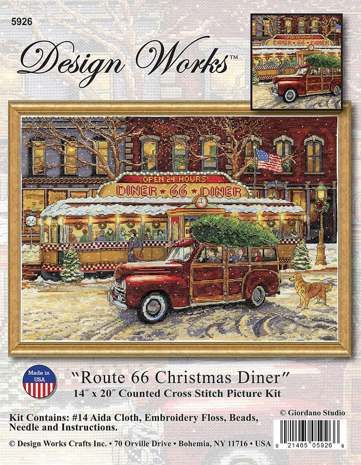 Design Works Crafts Route 66 Kreuzstich-Set, Weihnachtsdekoration, Rot