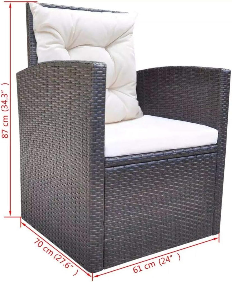 Tidyard 18-teilig Gartengarnitur Poly Rattan Sitzgruppe Gartengruppe Essgruppe mit Sitzpolster PE-Ra