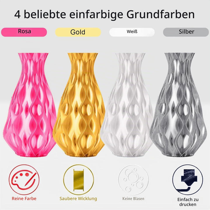 YOUSU 3D-Drucker Filament Bundle - Mehrfarbiges PLA 1,75mm Seidenglanz 4 Farben (Gold, Silber, Rosa,