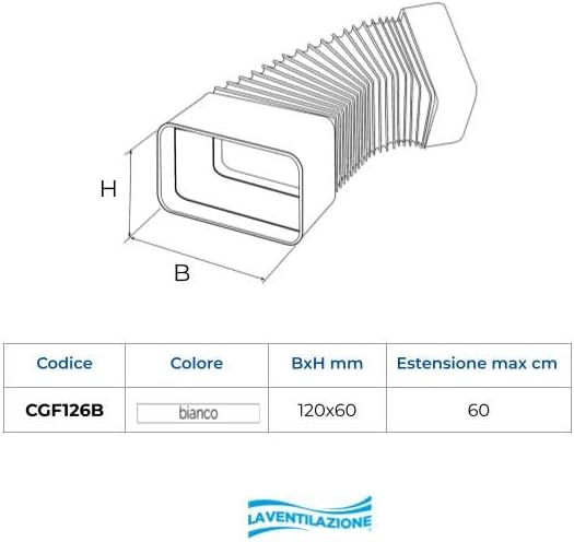 Die Belüftung cgf126b Flexible Kupplung für Belüftung kanalisierten Abschnitt 120 x 60 mm