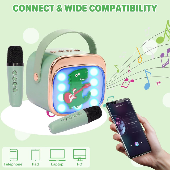 Karaoke Maschine Kind mit 2 Mikrofonen, Tragbarer Mikrofon, Mini Micro mit Stimmeffekten für Kind un