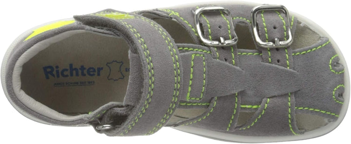 Richter Jungen Babel Geschlossene Sandalen 24 EU Grau Stone Neon Yellow 6601, 24 EU Grau Stone Neon