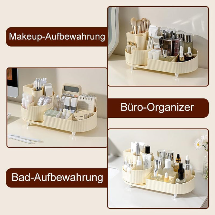Make up Organizer 360° Drehbar, Grosser Bad Kosmetik Organizer mit Aufbewahrungsbox für Schminktisch
