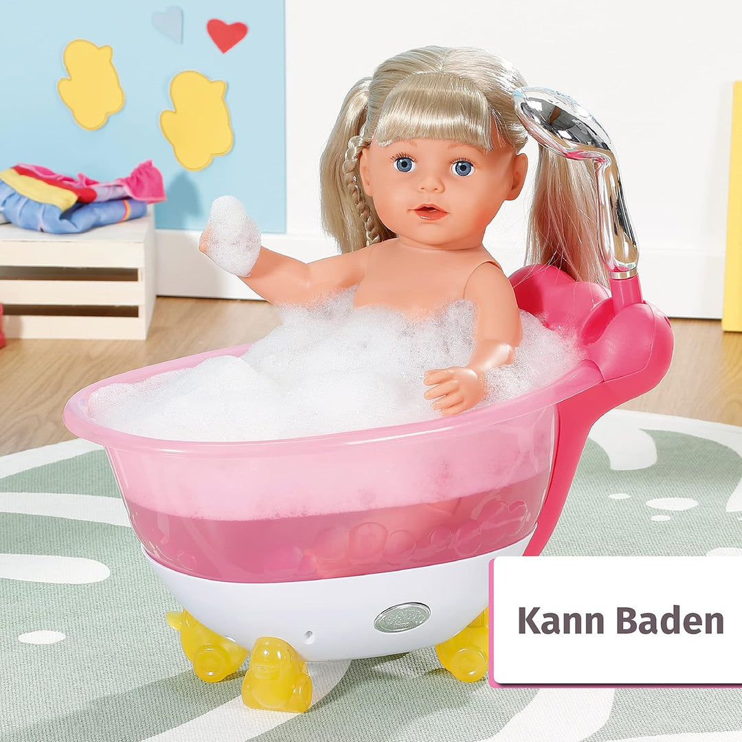 Zapf Creation 830345 BABY born Sister 43cm - Puppe mit lebensechten Funktion und langen blonden Haar