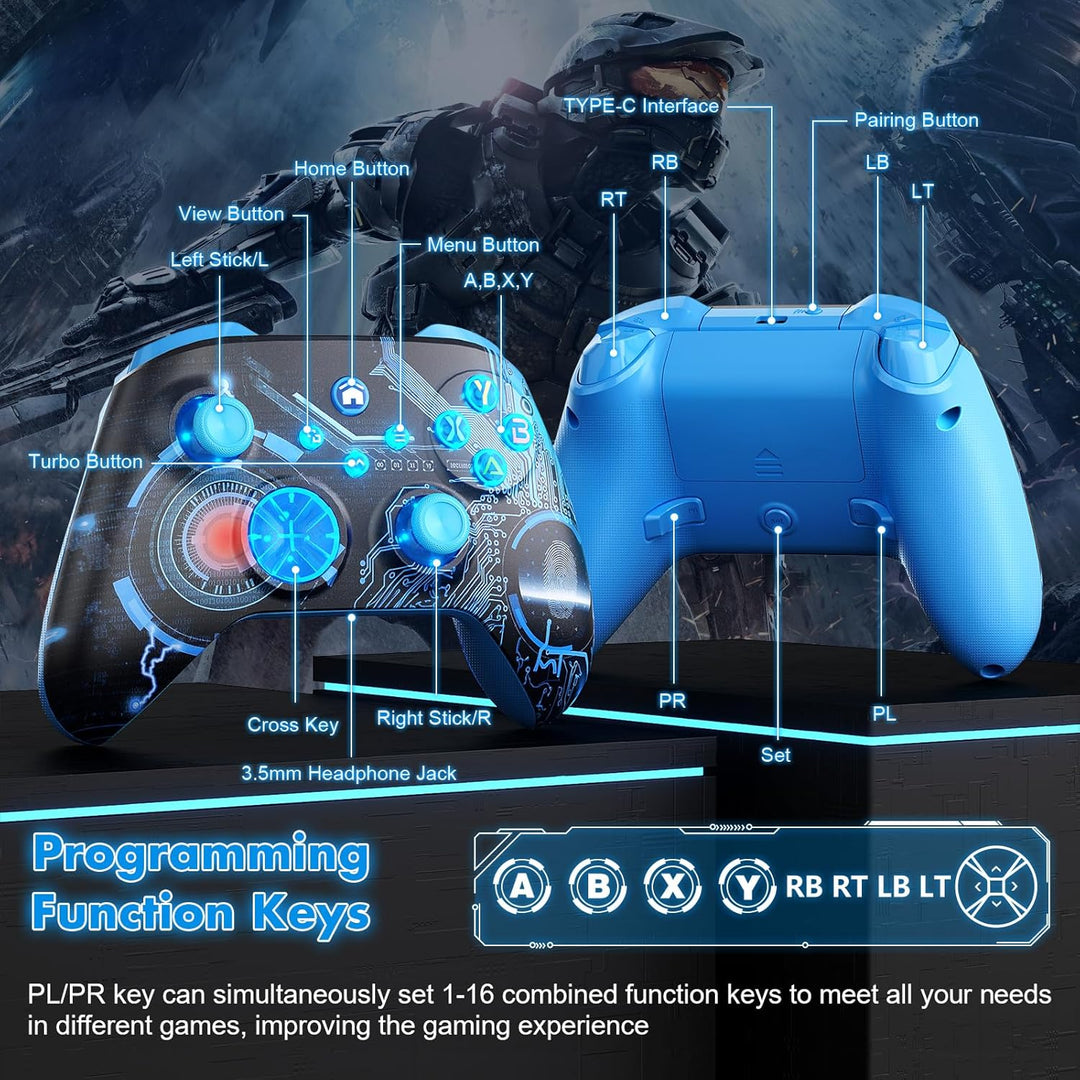 Lapezei Wireless Controller für Xbox Series S/X, mit Xbox One/PC/Android/iOS, Bluetooth Gamepad mit