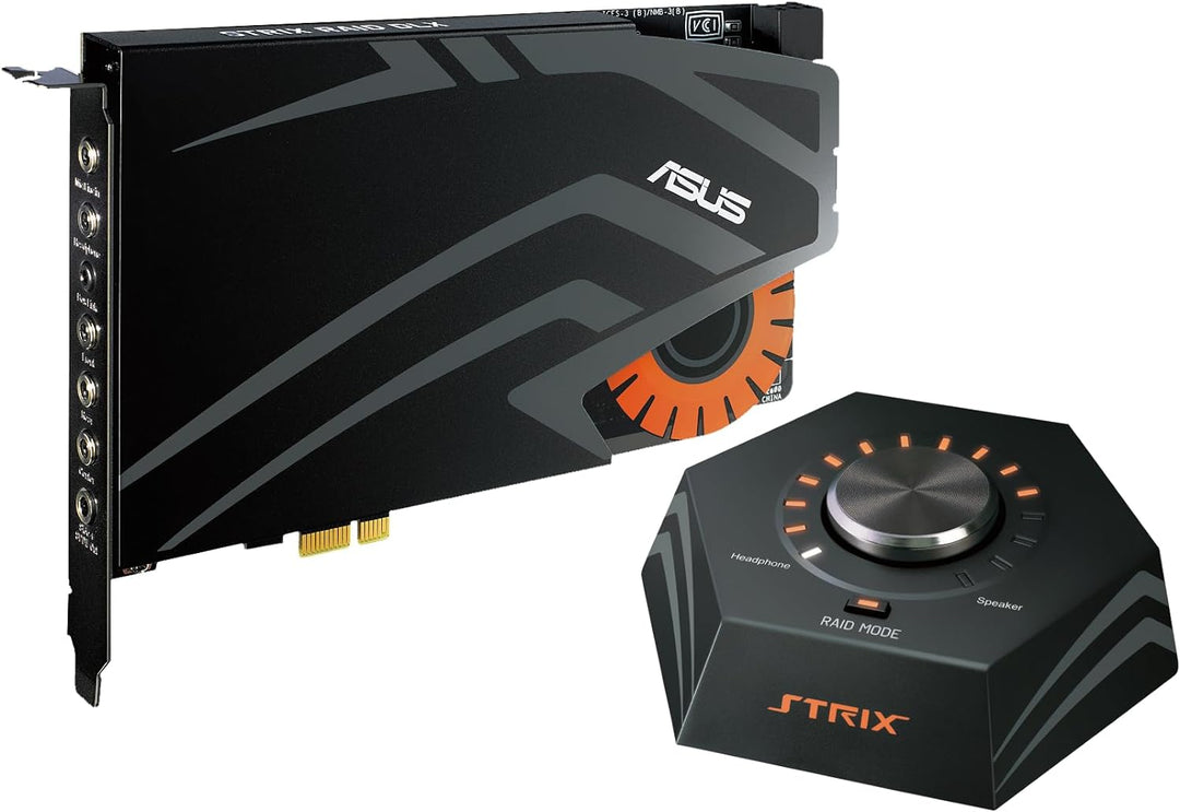 Asus Strix Raid DLX interne Gaming Soundkarte (PCI-Express, Kopfhörerverstärker, 124db SNR, Audio-Bo