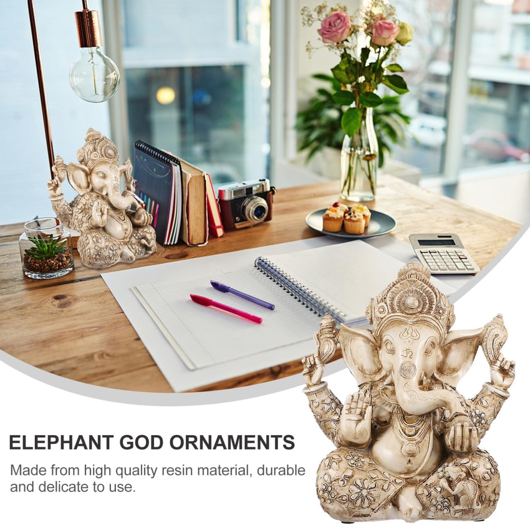 DOITOOL Hindu-Gott Ganesha Idol Statue Indischer Elefant Buddha Ganesha Skulptur 26,5 x 30,5 cm Sege