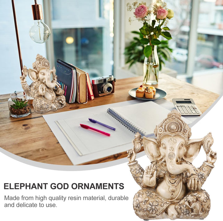 DOITOOL Hindu-Gott Ganesha Idol Statue Indischer Elefant Buddha Ganesha Skulptur 26,5 x 30,5 cm Sege