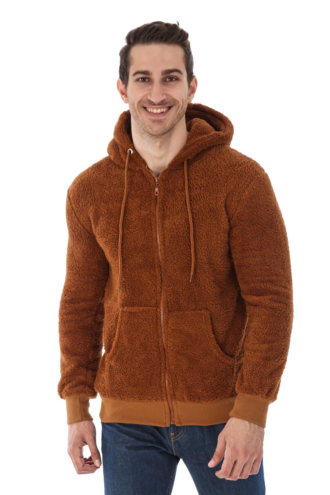 Raff &Taff Herren Kapuzenjacke Teddy Fleece Plüschjacke mit Kapuze Casuale Zip Hoodie Cardigan mit K