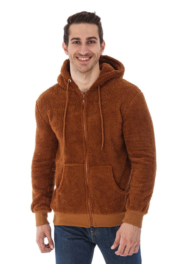 Raff &Taff Herren Kapuzenjacke Teddy Fleece Plüschjacke mit Kapuze Casuale Zip Hoodie Cardigan mit K