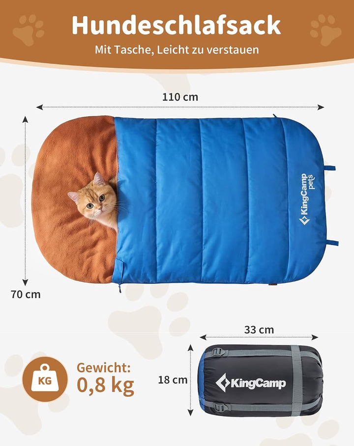 KingCamp Hundeschlafsack,2-in-1 Hundedecke &amp; Hundematte Blau, Blau