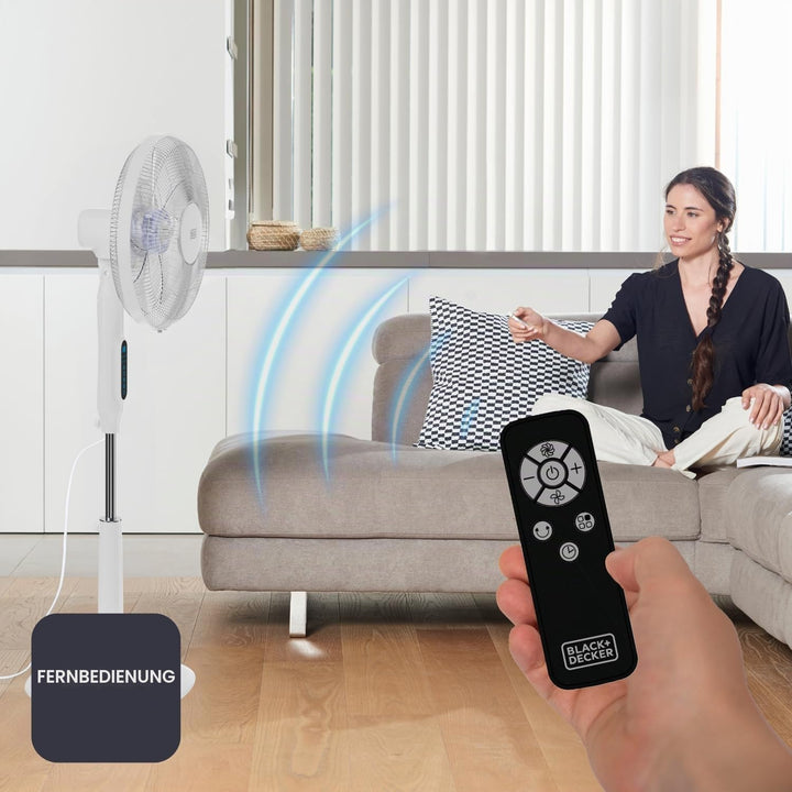 BLACK+DECKER – Standventilator 30 W | 24 Geschwindigkeitsstufen | Modi: Normal, Natürlich und Nacht