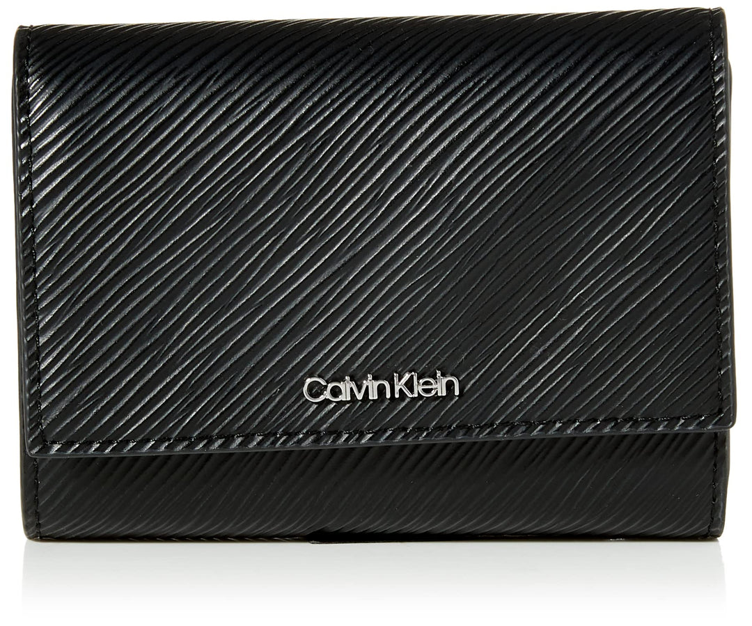 Calvin Klein Damen Elevated Trifold Md Saffiano Geldbörsen, Ck Schwarz