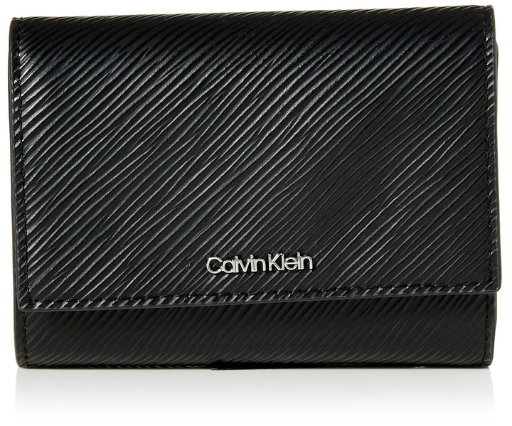 Calvin Klein Damen Elevated Trifold Md Saffiano Geldbörsen, Ck Schwarz