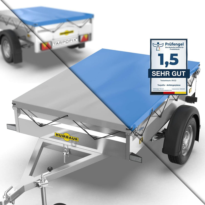 Tarpofix® Anhängerplane Flachplane 211x116x8 cm - ECHTES PVC PLANENMATERIAL - Randverstärkte Anhänge