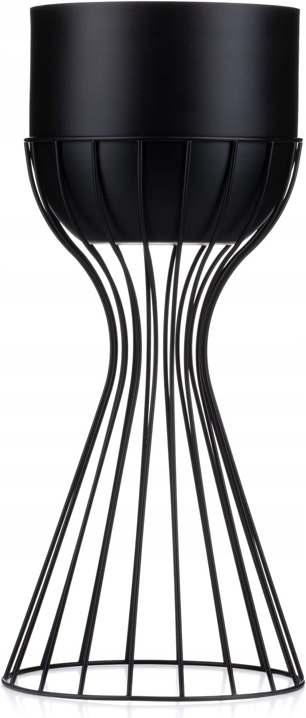 Moderne Blumenständer Metall 46 cm Hoch mit Schwarz Blumentopf Rund 18 cm Ø auf Robuste Ständer - Pf