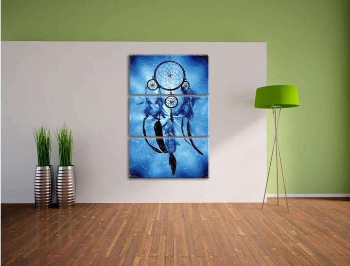 Pixxprint Indianischer Traumfänger als Leinwandbild/Grösse: 3 Teilig (120x80) / Wandbild/Kunstdruck/