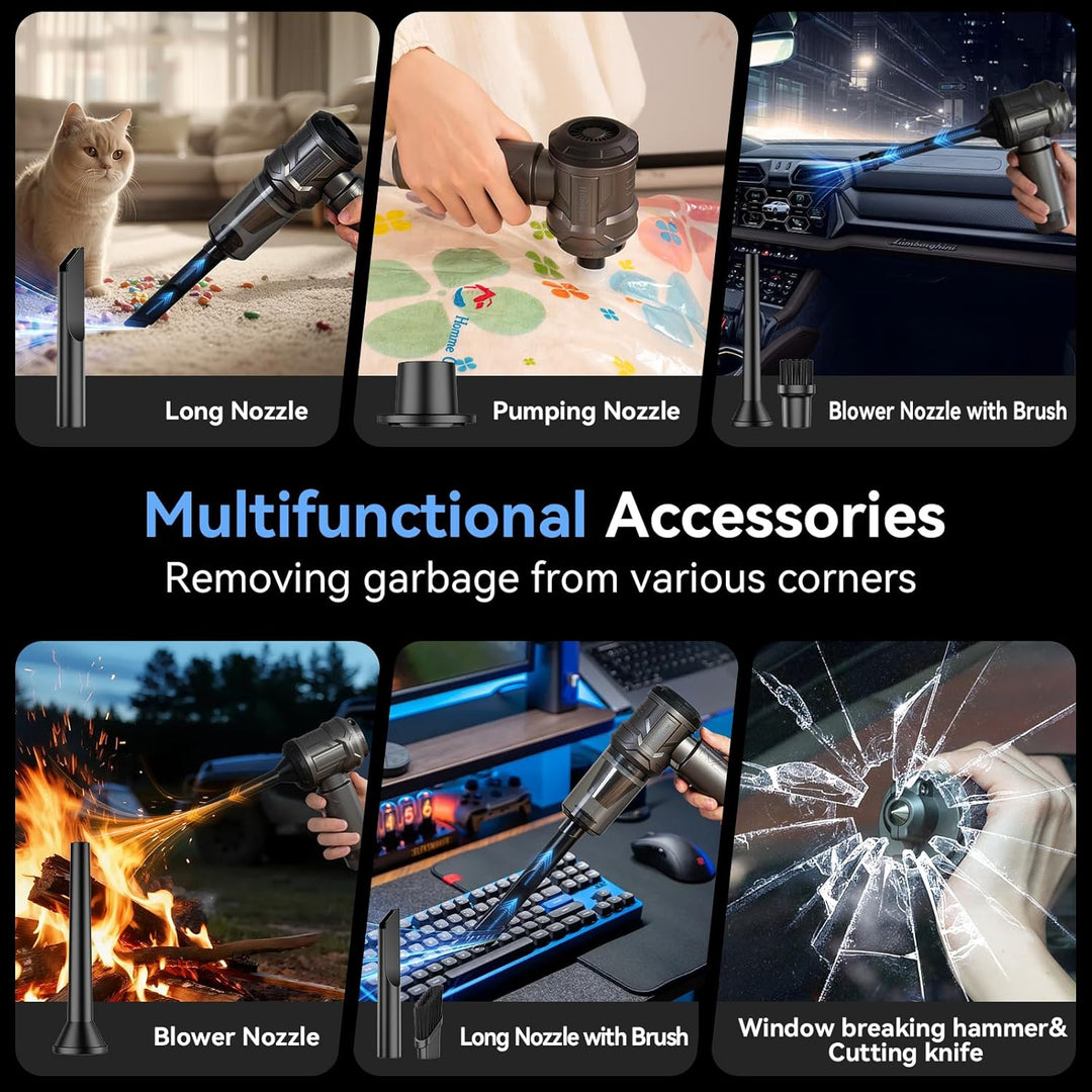 Handstaubsauger Testsieger, 15000Pa Stark Autostaubsauger Akku mit Bürstenloser Motor, 5 in 1 Kabell