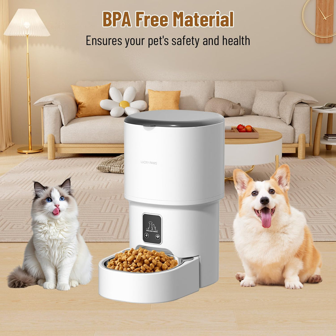 Futterautomat Katze 4L, Katzen Futterautomat mit Timer und Portionskontrolle, 1–6 Mahlzeiten pro Tag