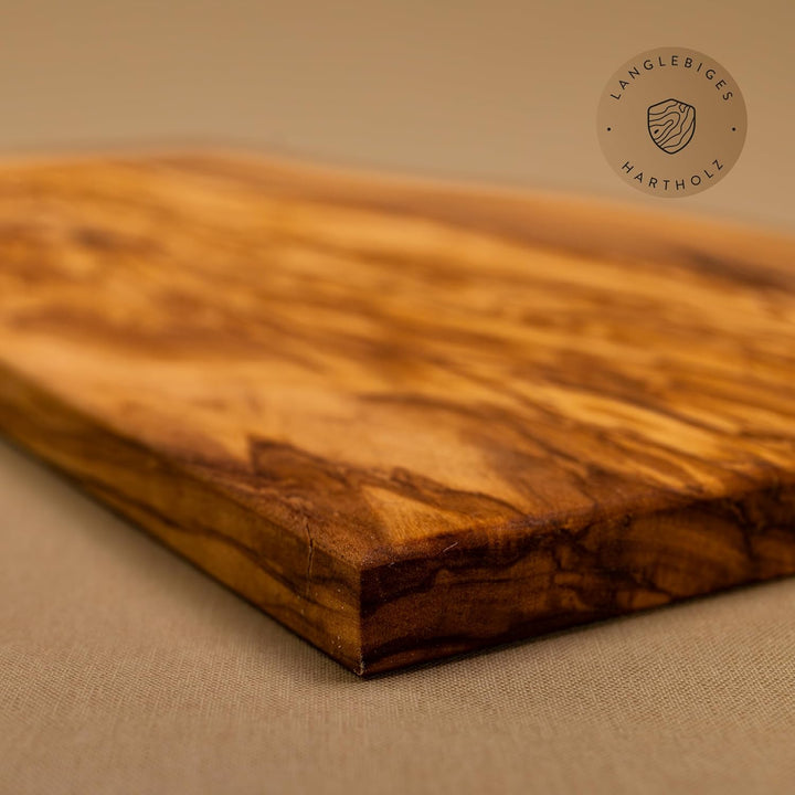 DAS OLIVENHOLZBRETT® Schneidebrett Massivholz, Kräuterbrett, Frühstücksbrett aus Holz, Olivenholz mi