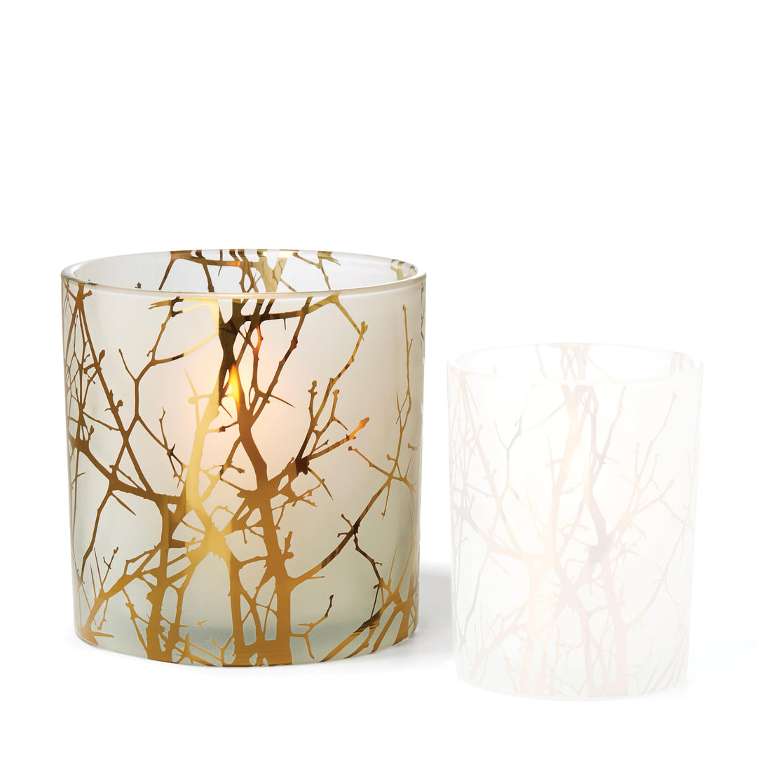 Philippi Forest Windlicht L Glas, gefrostet, Gold