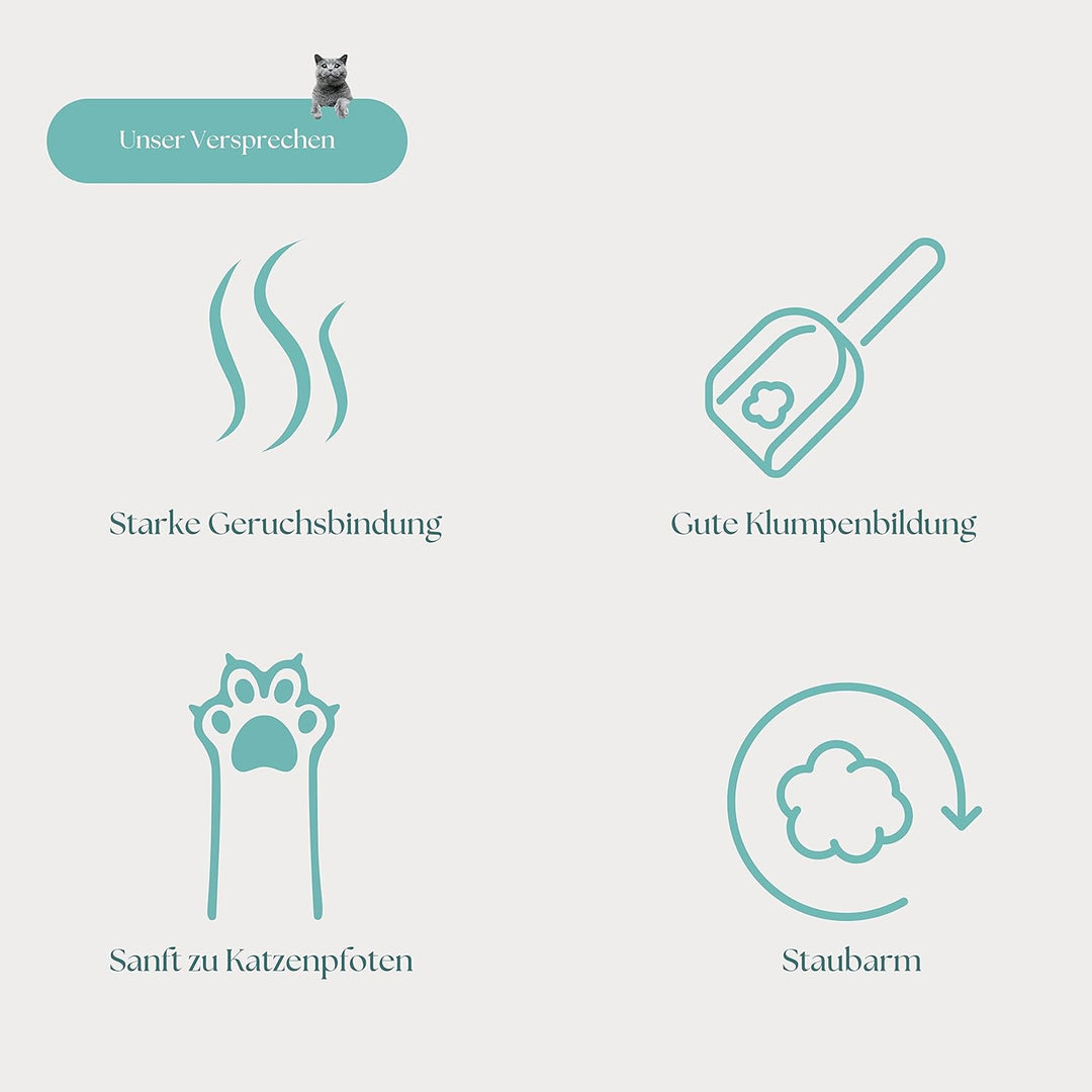 BentoKitty Katzenstreu (30L, 3er Pack) Naturell, Klumpend, weiss, feinkörnig, Klumpstreu aus Bentoni