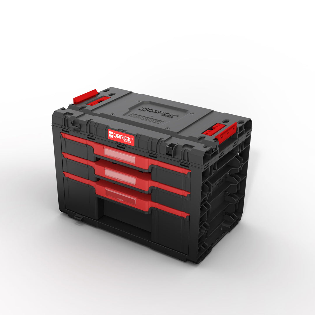 Qbrick System Werkzeugkoffer Sortierbox Leer - 3 Schubladen - Werkzeugkiste - 542 x 335 x 369 mm Sch
