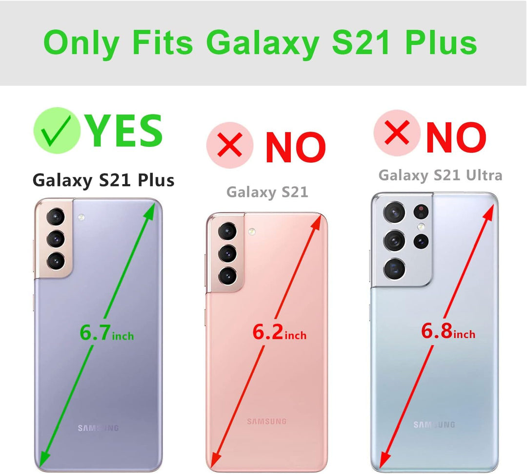 LENSUN Echtleder Hülle für Samsung Galaxy S21 Plus, Handyhülle [Echtes Leder] [Magnetverschluss] [Ka