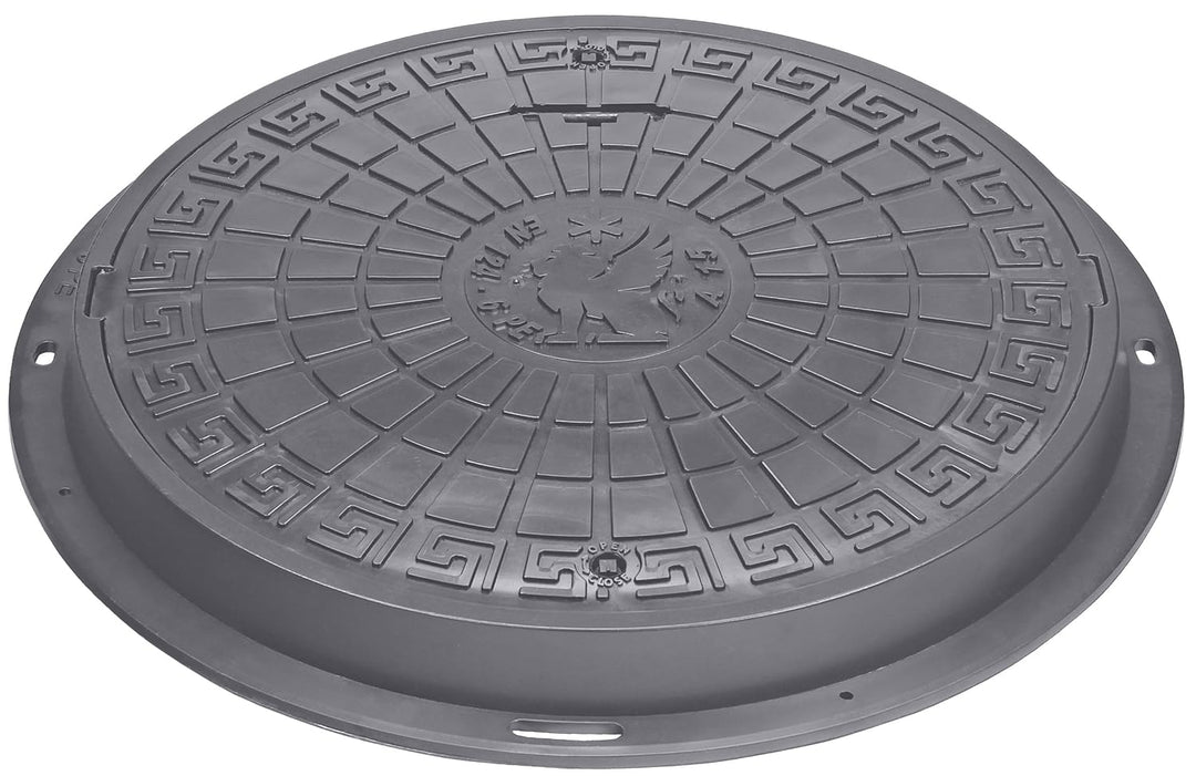 BABYLONPLAST Schachtabdeckung, Kanaldeckel DN600/780, Deckel Kunststoff Schachtdeckel A15, mit Siche