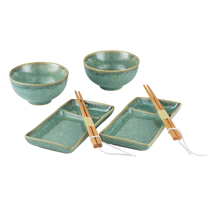 HENXFEN LEAD Sushi Geschirr Set, Sushi Set Japanischer Geschirr für Miso Suppe Maki Sushi Reis mit 2