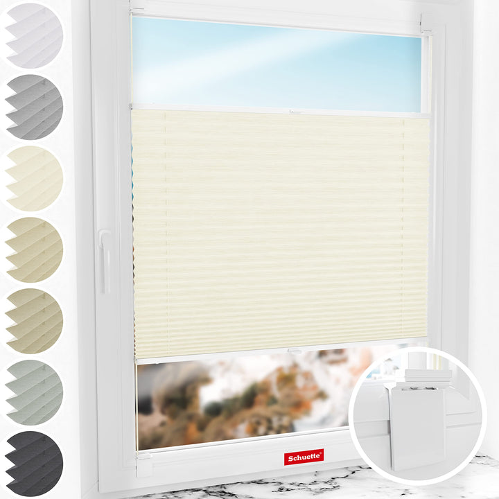 Schuette® Plissee ohne Bohren zum Kleben ● Dolomite Kollektion: Vanilla Sky (Beige) ● 120x230cm (Bre