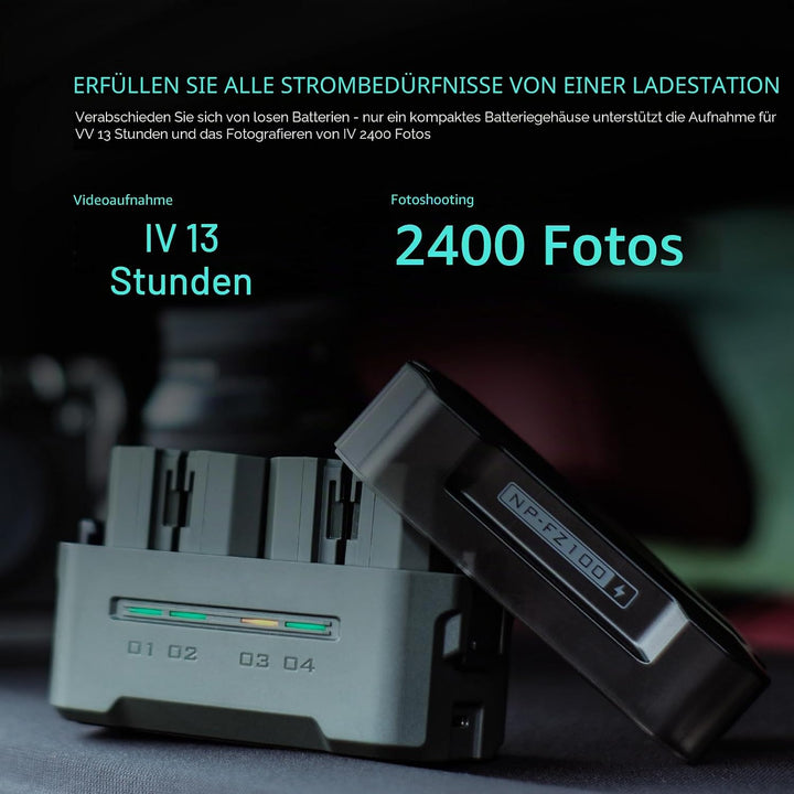 Tilta Tragbare Ladestation für NP-FZ100 (4 Kanäle) - Grün TBC-FZ100-GN, TBC-FZ100-GN