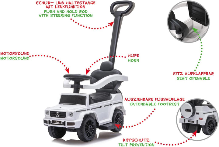 JAMARA 460625 - Rutscher Mercedes-Benz G 350 d 3in1 – ab 6 Monate, Sitzhöhe 260 mm, Kippschutz, Schu