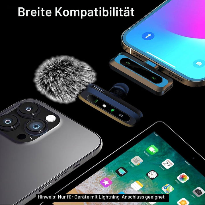 Mini-Lavalier-Mikrofon für Android und iPhone, iOS-Geräte, Rauschunterdrückung, Ansteckmikrofon für