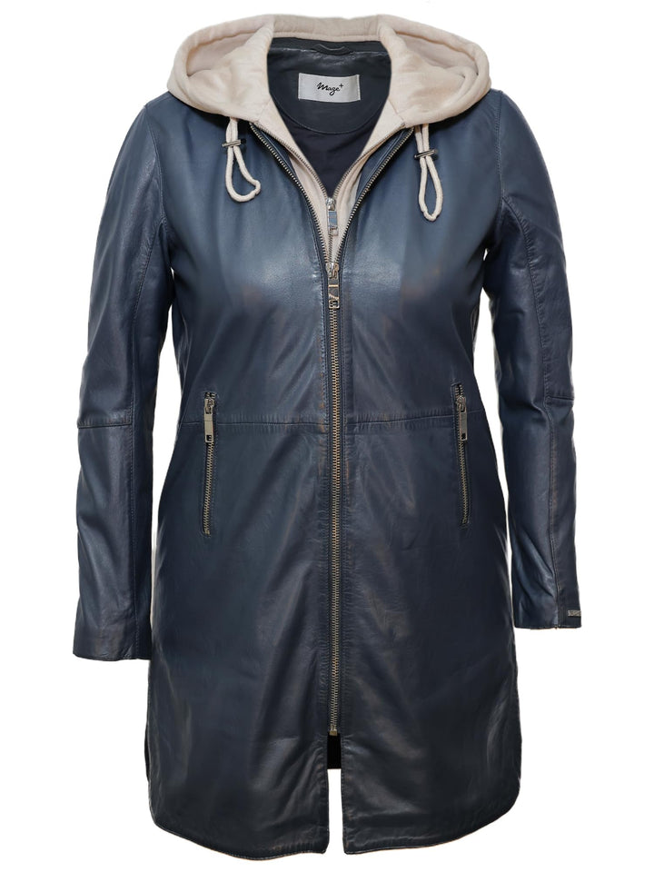 MAZE Damen Ledermantel 42021316 50 Blau, 50 Blau
