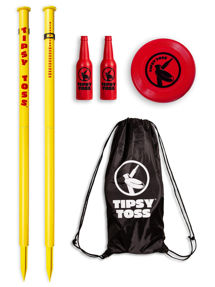 GoSports Tipsy Toss Game Set – Flying Disc Bottle Drop Yard Spiel, Gelb Pro, Pro