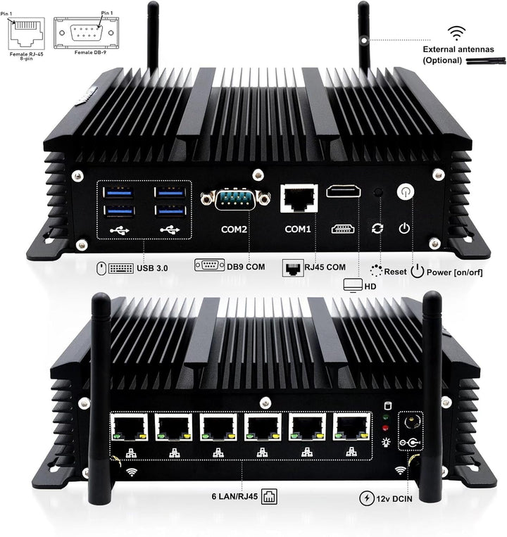WEIDIAN Firewall Micro Appliance 2.5G, Firewall Box 6 RJ45 2.5GbE Port, Firewall Appliance Core i3-8