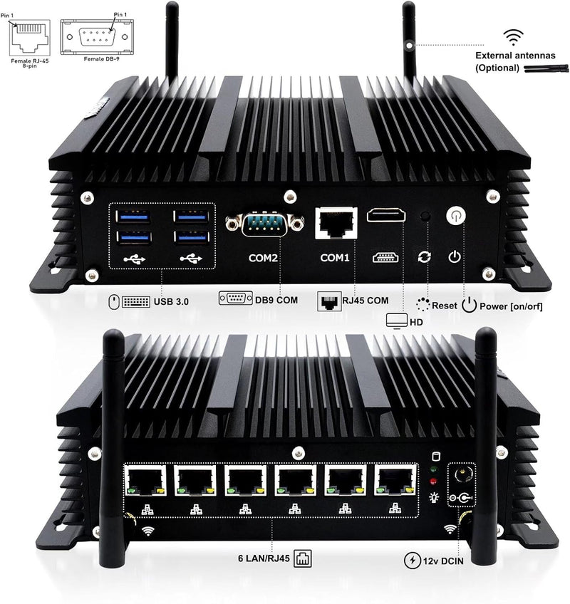 WEIDIAN Firewall Micro Appliance 2.5G, Firewall Box 6 RJ45 2.5GbE Port, Firewall Appliance Core i3-8