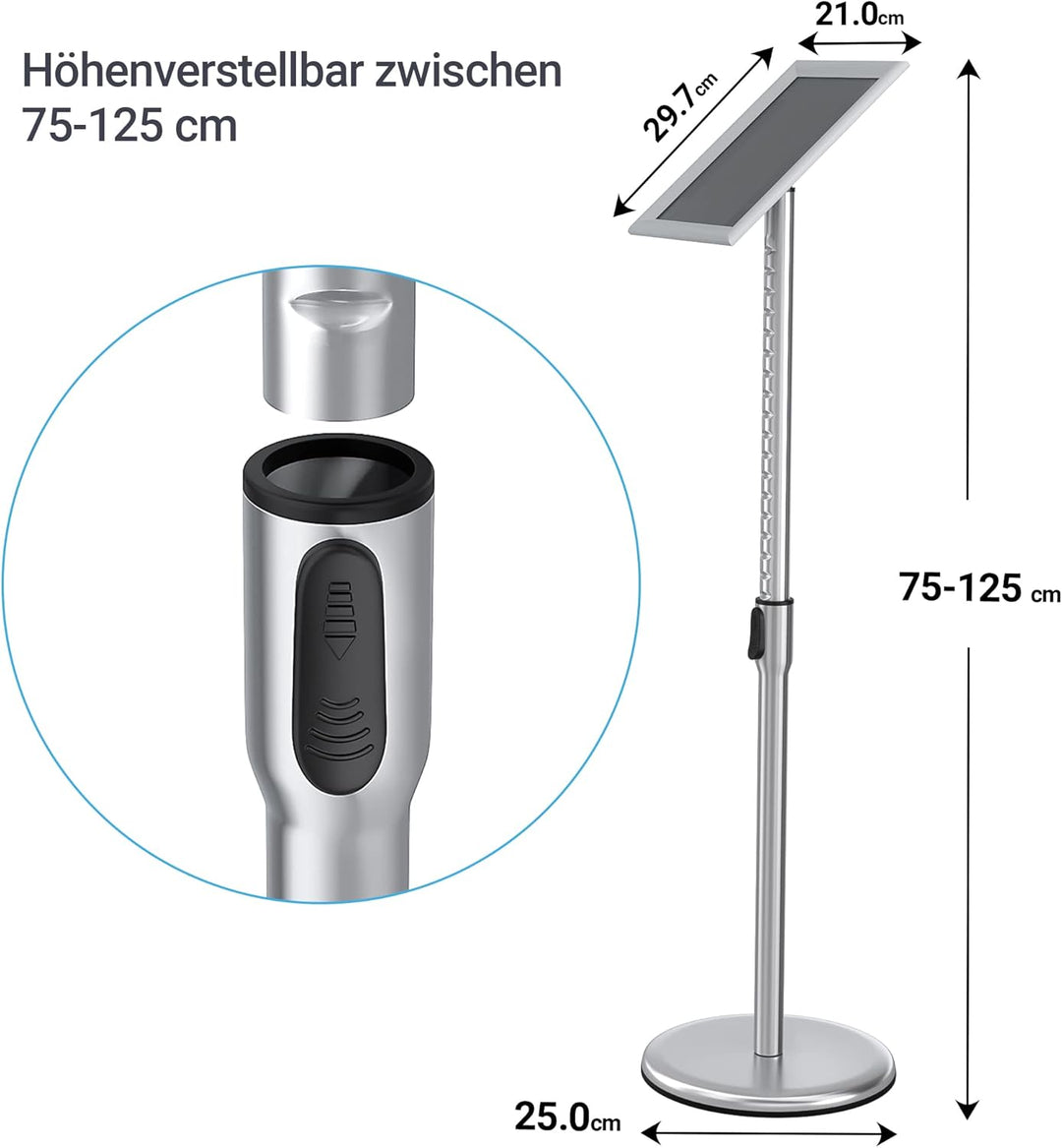 Infoständer DIN A4 210x297mm Höhenverstellbar Edelstahl informationsständer Aufsteller Kundenstopper