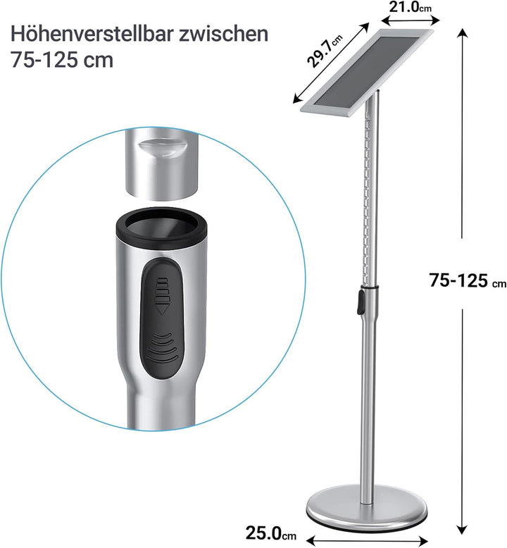 Infoständer DIN A4 210x297mm Höhenverstellbar Edelstahl informationsständer Aufsteller Kundenstopper