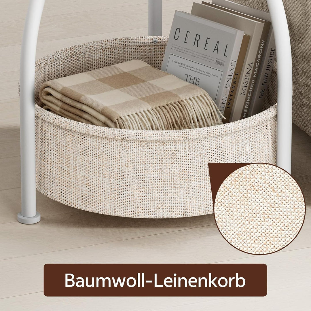 Beistelltisch rund, Runder Kleiner Tisch mit Stofftasche, 3-Stufiger Couchtisch Klein, Nachttisch, W