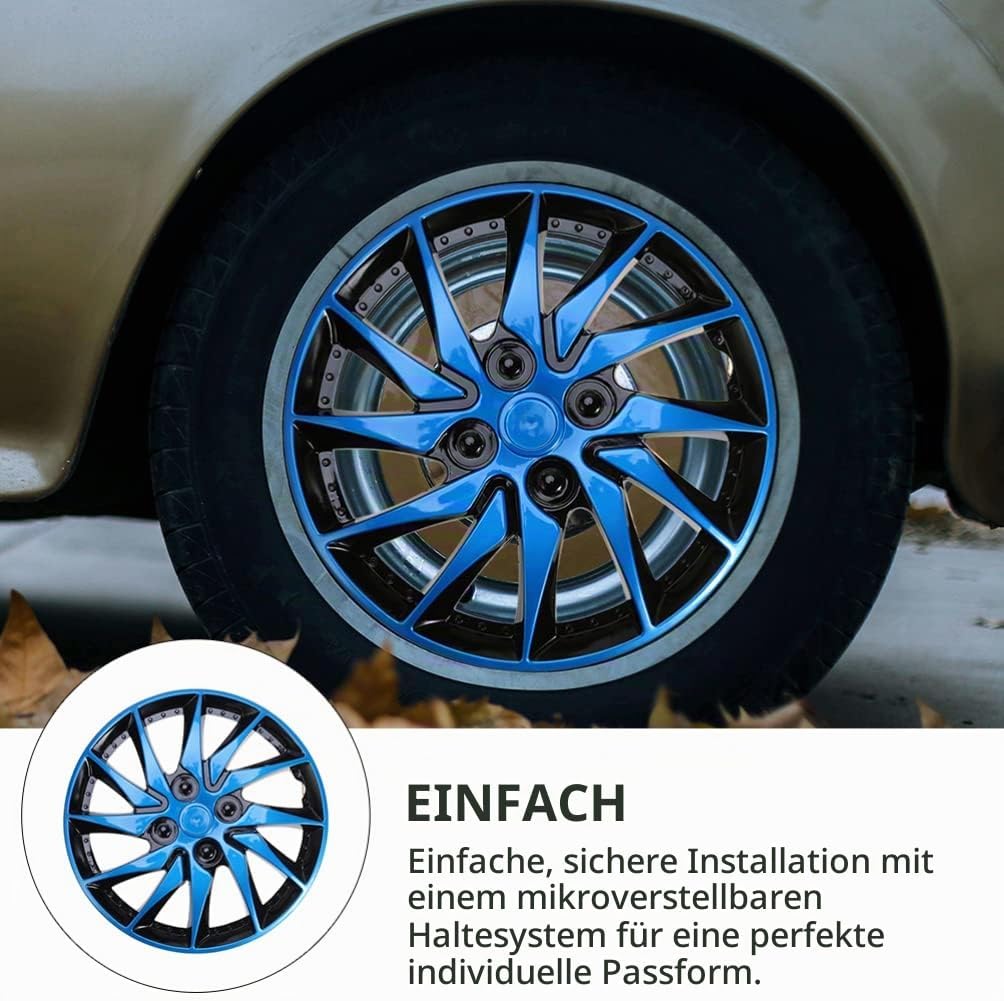 Auto Radkappen 14 Zoll Radzierblenden 2 Stücke Blau Schwarz Universal Auto Refit Zubehör für Fast Al