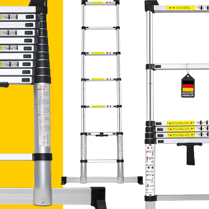 𝐂𝐑𝐀𝐅𝐓𝐅𝐔𝐋𝐋 Aluminium Teleskopleiter CF-101B | 𝟑 𝐉𝐀𝐇𝐑𝐄 𝐆𝐀𝐑𝐀𝐍𝐓𝐈𝐄 - Finger Protection - Ausziehleiter -