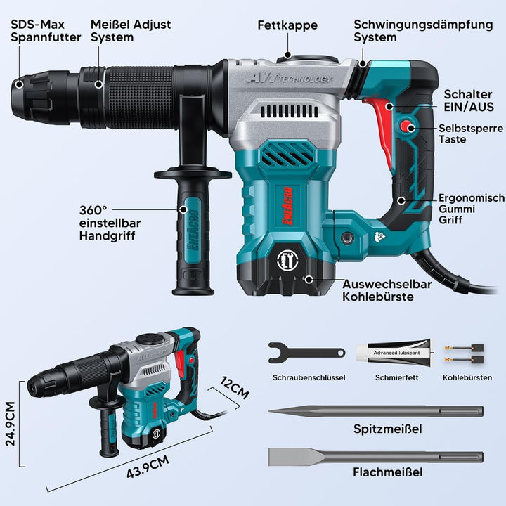 ENEACRO SDS-Max Abbruchhammer Stemmhammer für Beton, 1300W 20 Joule Schwerlast Elektrischer Schlagha