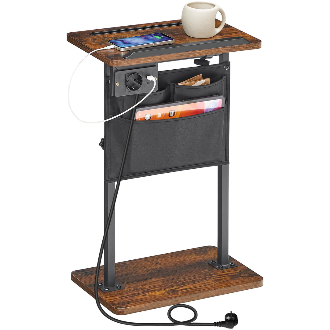 HOOBRO Höhenverstellbarer Beistelltisch (50,5 cm und 75,5 cm), Sofatisch, Couchtisch mit Ladestation