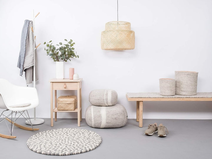 myfelt Hella Filzkugelteppich — Ø 50 cm, ideal für Schlaf-, Wohn-, Kinderzimmer, Flur & Bad 50cm Ø W
